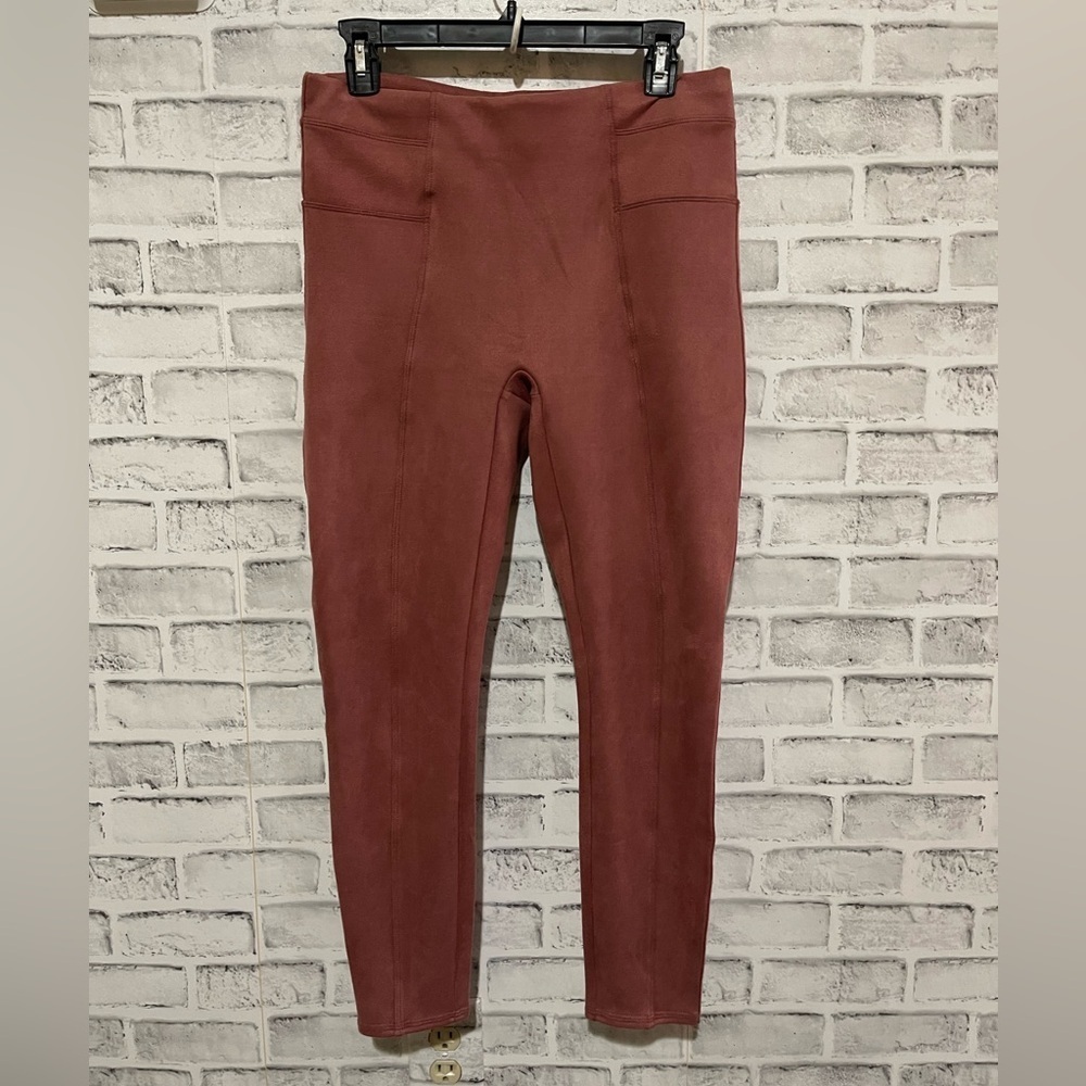 Women’s SPANX faux suede solid pink (rose) leggings Large - Picture 2 of 5